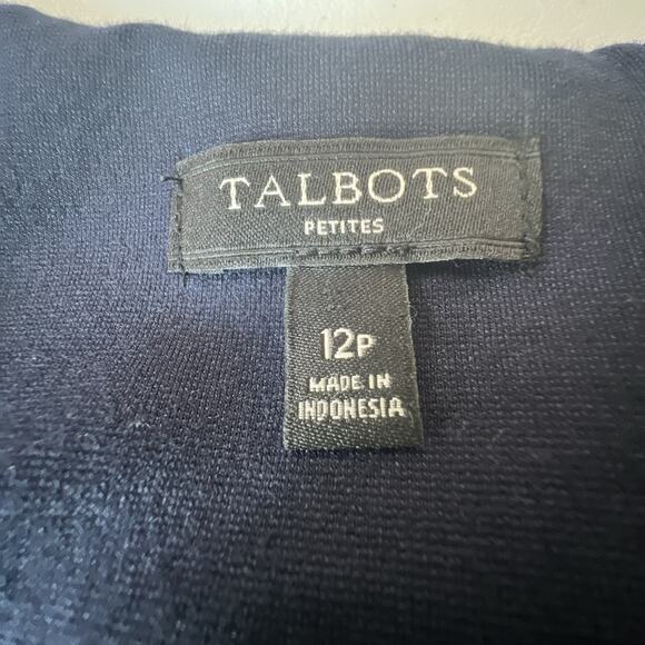 Talbots Shift Dress Navy Blue Nautical Ribbon 3/4 Sleeves Pockets size 12 petite - Picture 5 of 10